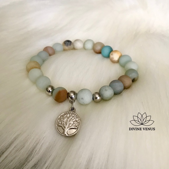 Amazonite Tree of Life Stretch Bracelet - Picture 7 of 8